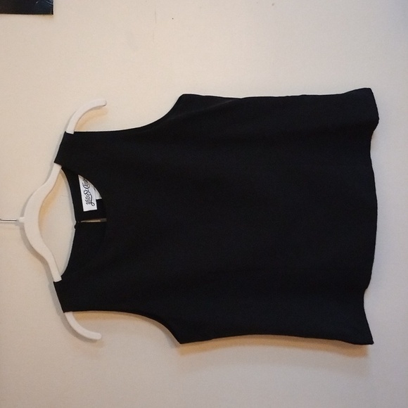 Yves St. Clair Tops - YVES ST.CLAIR DRESSY SLEEVELESS BLACK TOP, KEYHOLE BACK WITH COVERED BUTTON,